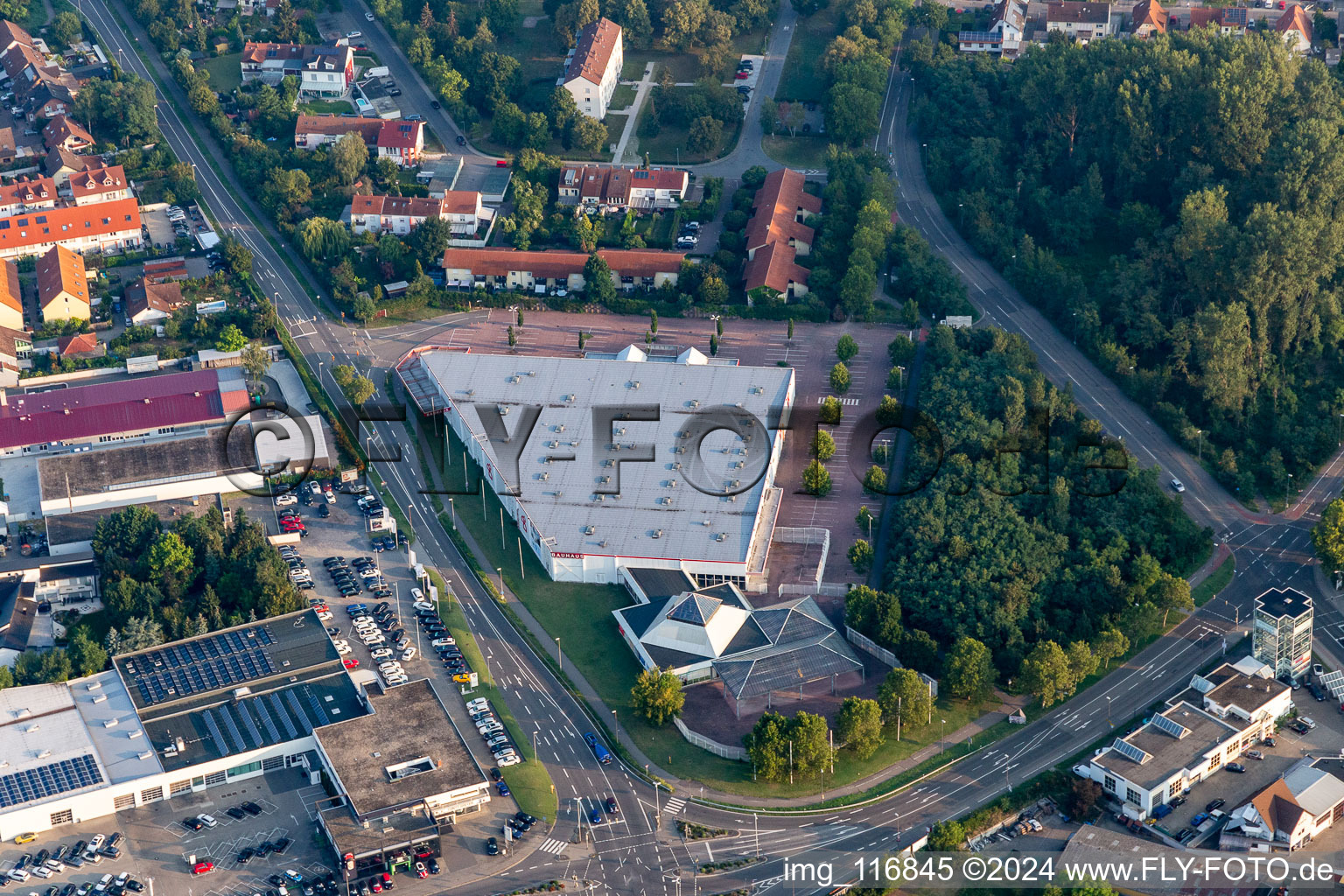 Aerial view of Bauhaus in Speyer in the state Rhineland-Palatinate, Germany