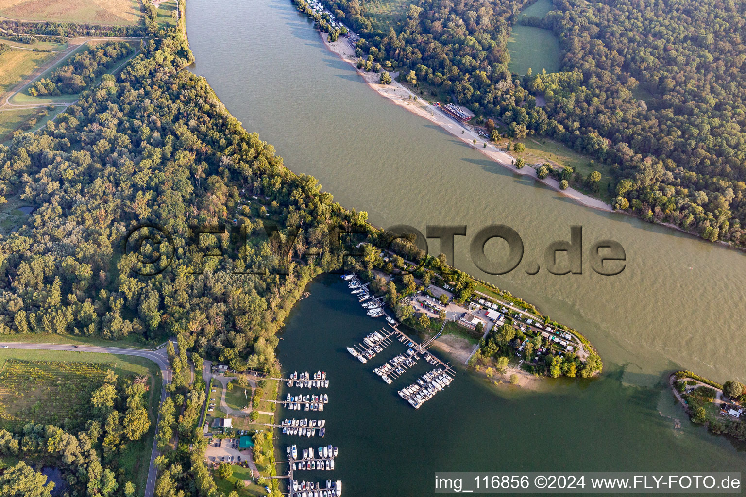 Kiefweiher Marina in the district Rheingönheim in Ludwigshafen am Rhein in the state Rhineland-Palatinate, Germany