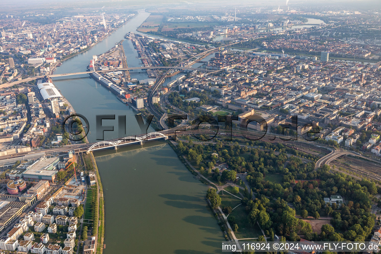 Mannheim Rhine bridges to Ludwigshafen in the district Lindenhof in Mannheim in the state Baden-Wuerttemberg, Germany