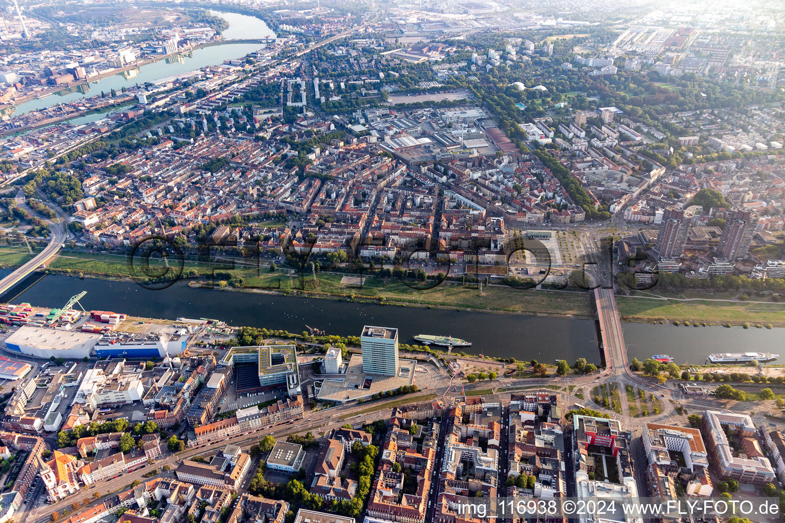 District Neckarstadt-West between old rhine and Neckar river in Mannheim in the state Baden-Wurttemberg, Germany