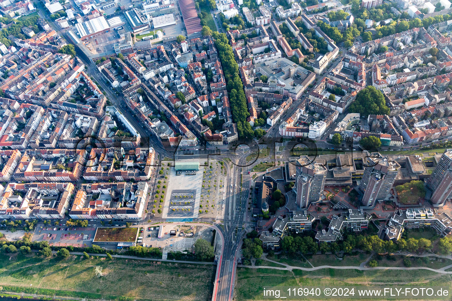 Ensemble space of Old Messplatz in the inner city center of district Neckarstadt in Mannheim in the state Baden-Wurttemberg, Germany