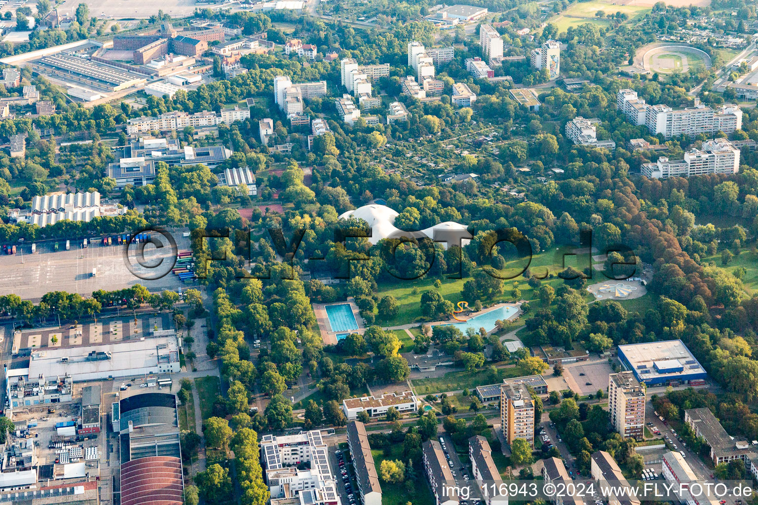 Herzogenried Park in the district Neckarstadt-Ost in Mannheim in the state Baden-Wuerttemberg, Germany