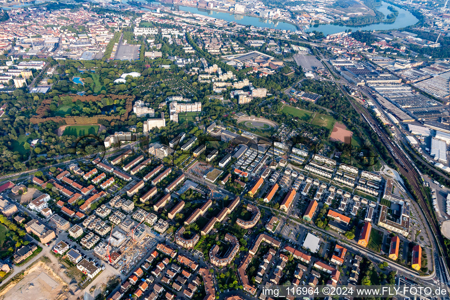 Neckarstadt East, Herzogenriedpark in the district Neckarstadt-Ost in Mannheim in the state Baden-Wuerttemberg, Germany