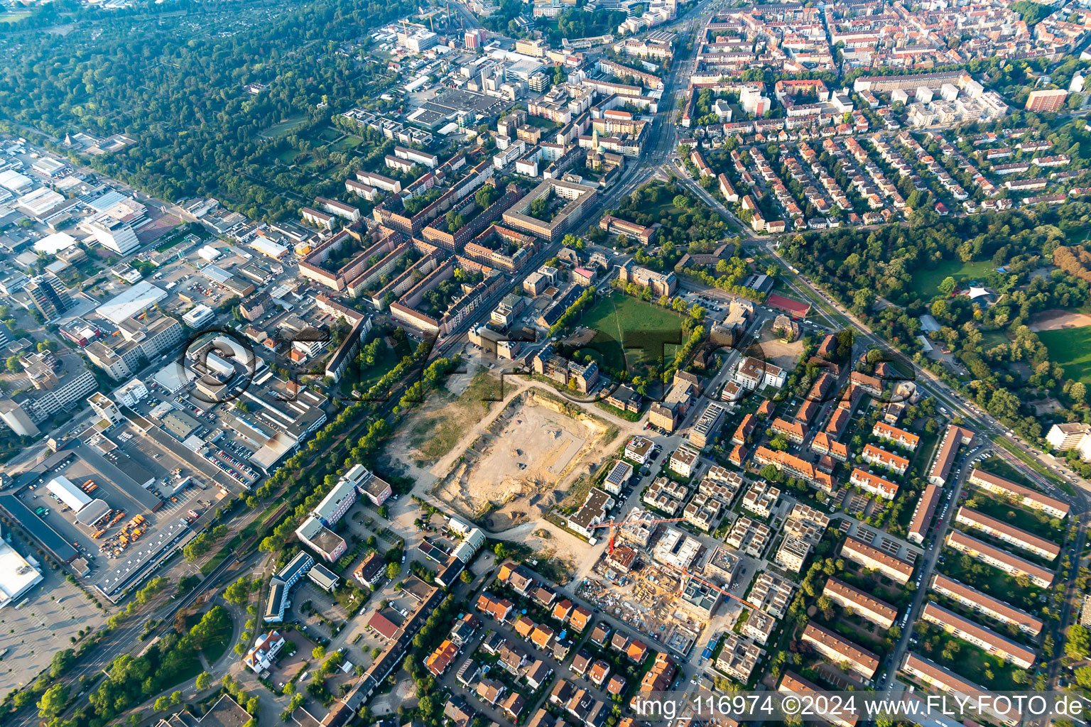 Homerun, former Turley US Barracks in the district Neckarstadt-Ost in Mannheim in the state Baden-Wuerttemberg, Germany out of the air