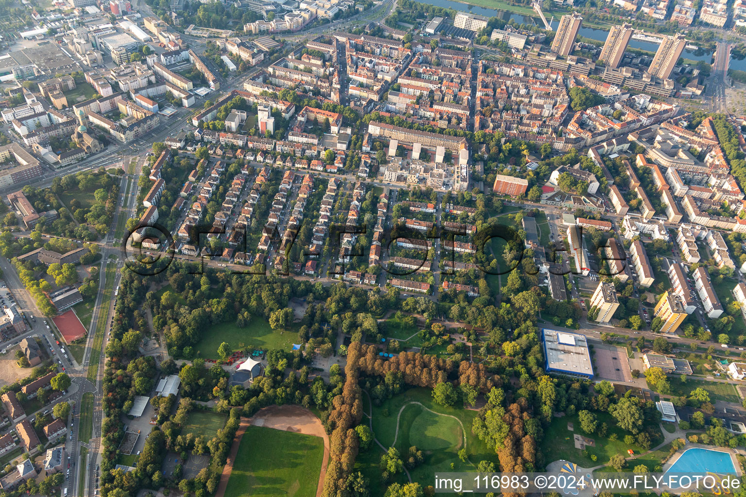 Herzogenriedpark, Neckarstadt East in the district Neckarstadt-Ost in Mannheim in the state Baden-Wuerttemberg, Germany