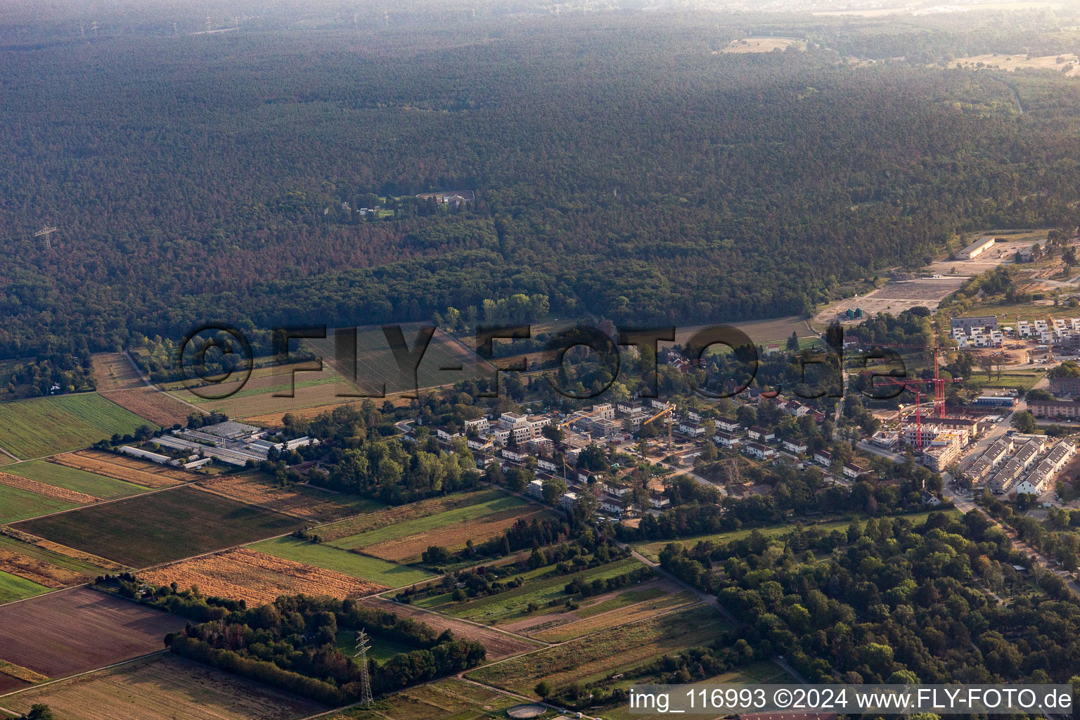 Aerial view of James Monroe Ring in the district Käfertal in Mannheim in the state Baden-Wuerttemberg, Germany