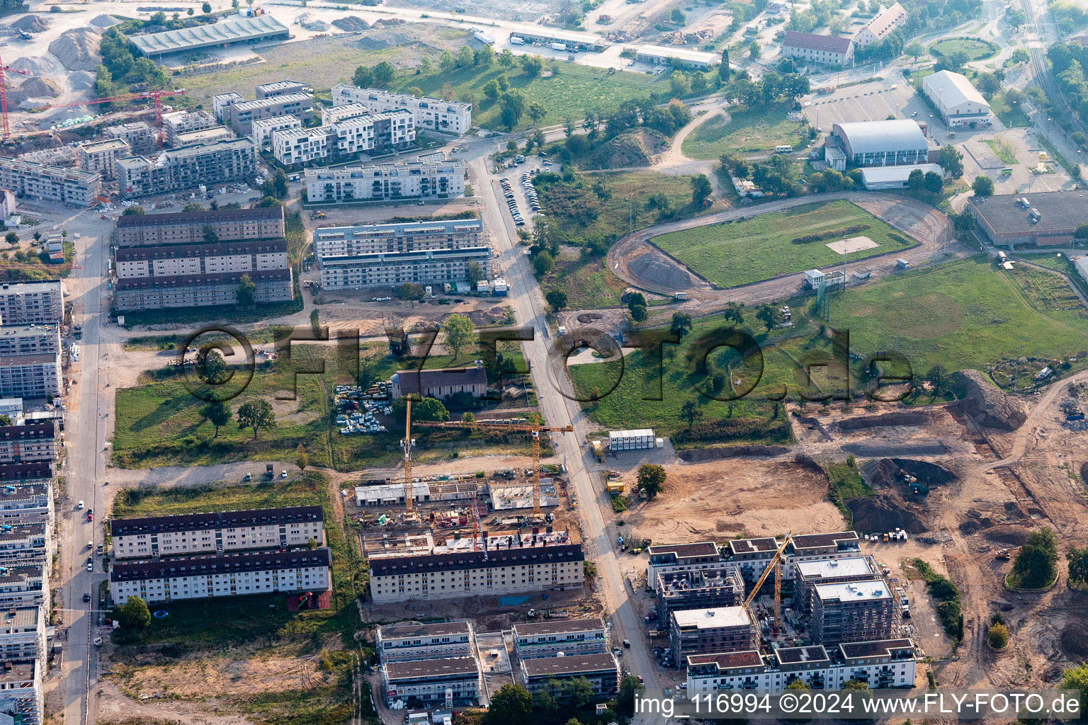 Aerial view of Benjamin Franklin Village in the district Käfertal in Mannheim in the state Baden-Wuerttemberg, Germany