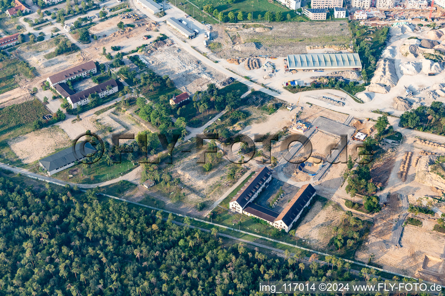 Site of the former SULLIVAN US barracks at Käfertaler Wald in the district Käfertal in Mannheim in the state Baden-Wuerttemberg, Germany from above