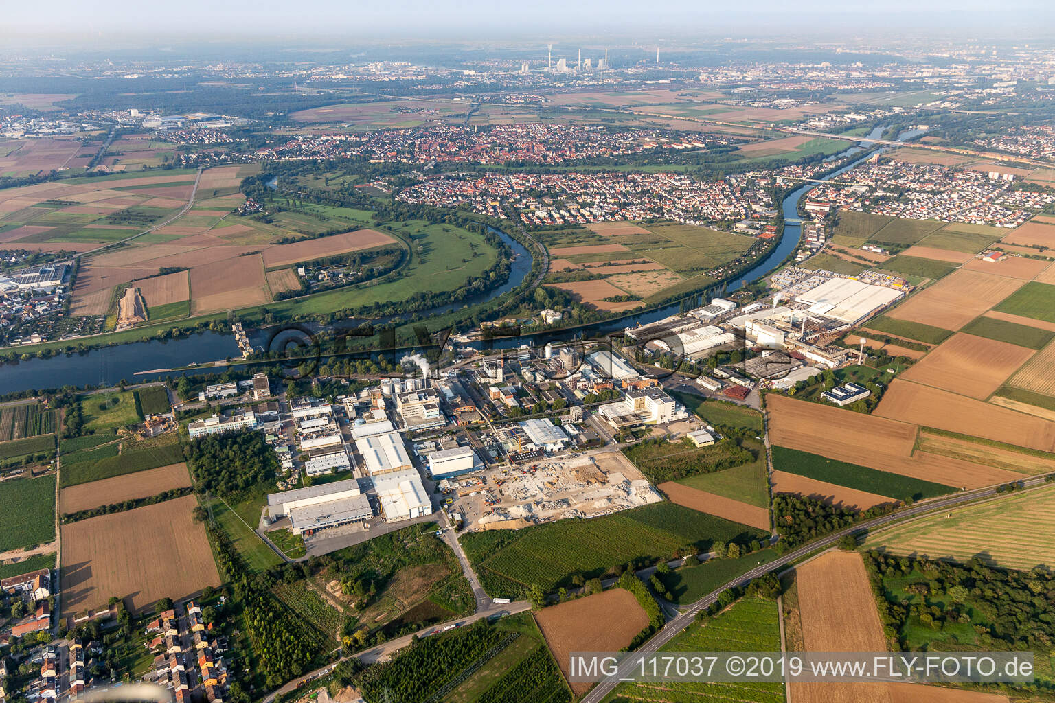 Aerial view of ICL Germany Ladenburg / BK Giulini in Ladenburg in the state Baden-Wuerttemberg, Germany