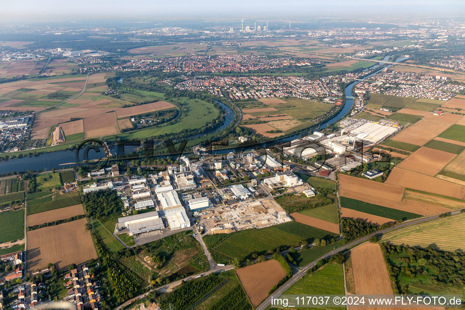 Aerial view of ICL Germany Ladenburg / BK Giulini in Ladenburg in the state Baden-Wuerttemberg, Germany