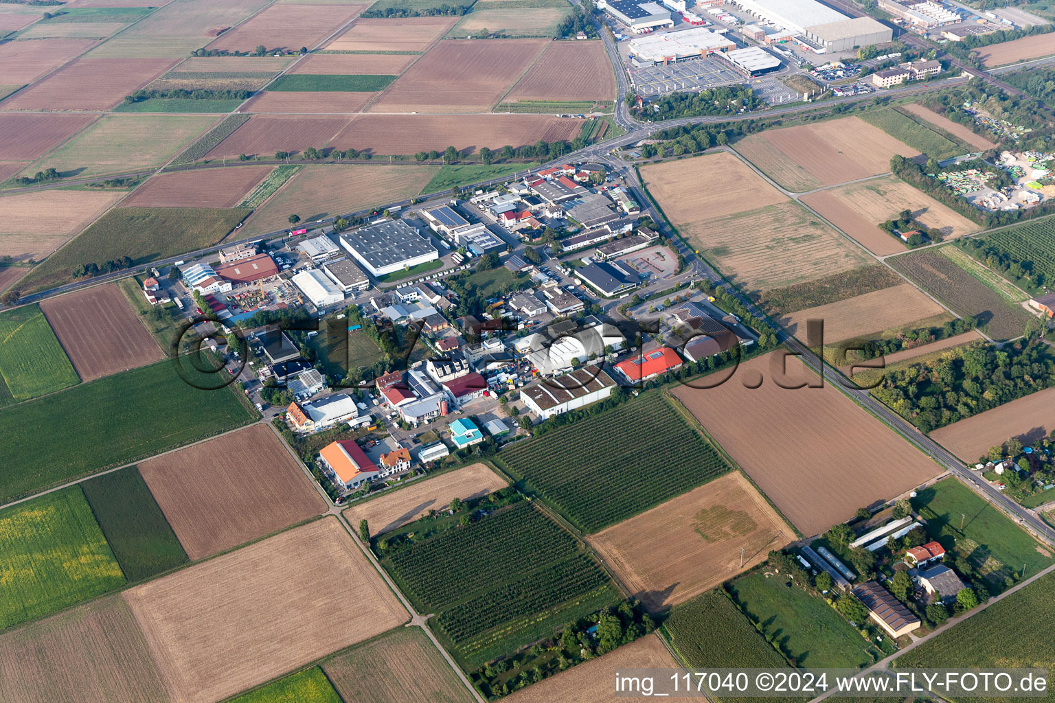 Commercial area in Edingen-Neckarhausen in the state Baden-Wuerttemberg, Germany