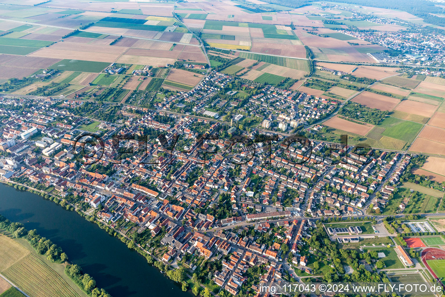 Aerial view of Edingen-Neckarhausen in the state Baden-Wuerttemberg, Germany