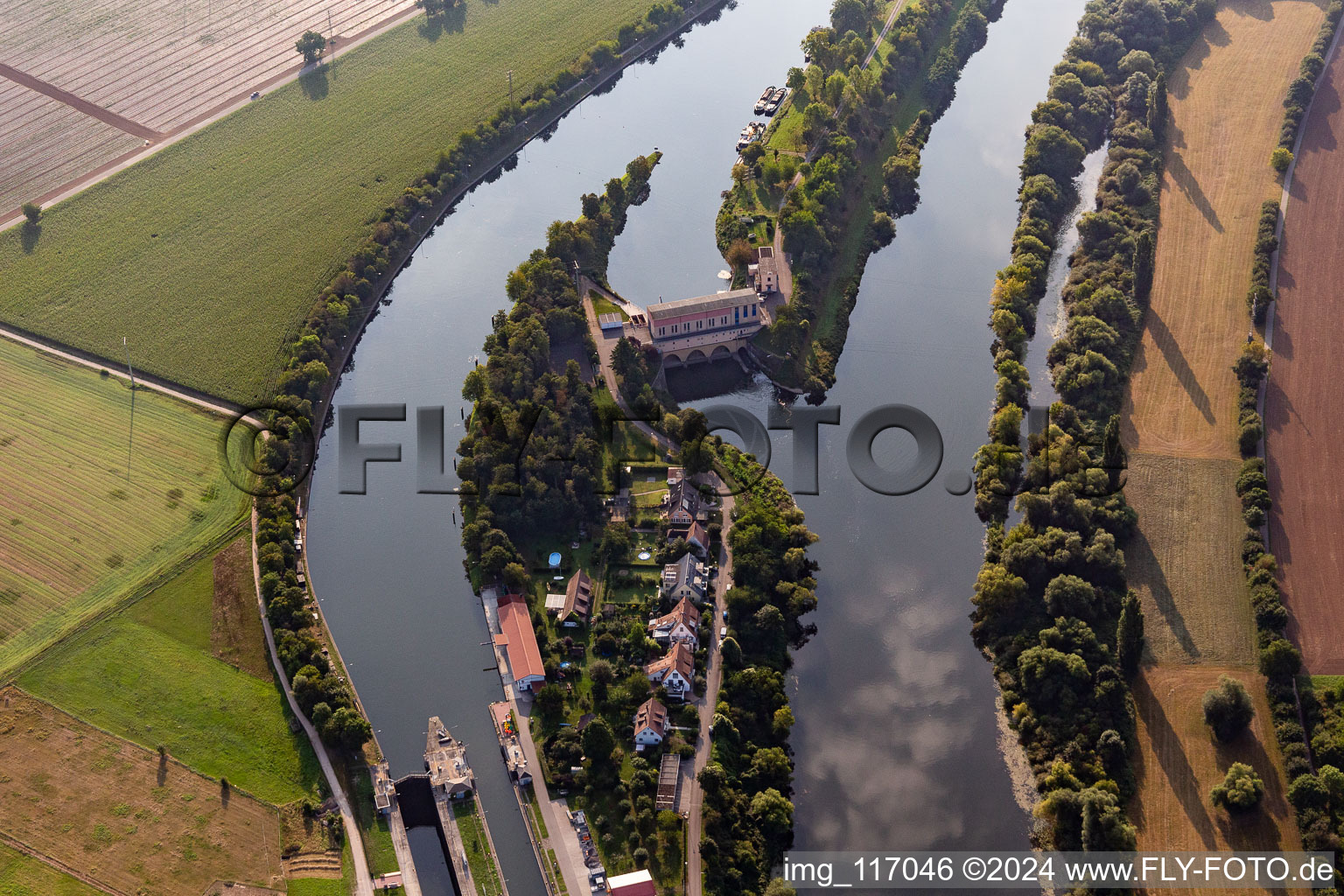 Lockage of the Schleuse Dossenheim on Neckar in Dossenheim in the state Baden-Wurttemberg, Germany