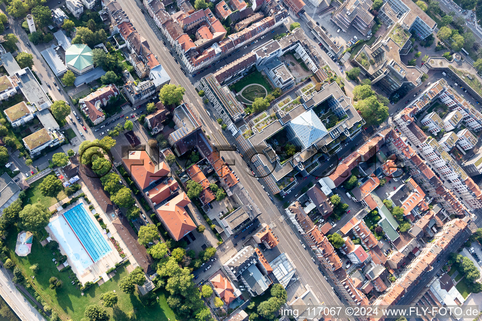 Spa and swimming pools at the swimming pool of the leisure facility Thermalbad Heidelberg in the district Bergheim-Ost in Heidelberg in the state Baden-Wurttemberg, Germany