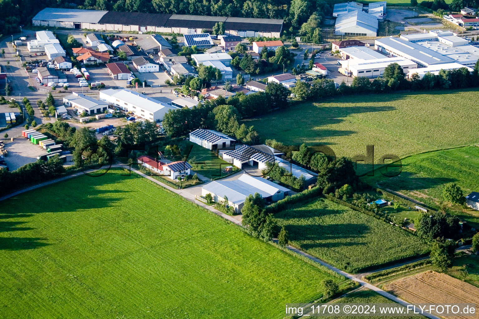 In the Rötzwiesen, Hof Fam. Kerth in the district Minderslachen in Kandel in the state Rhineland-Palatinate, Germany out of the air