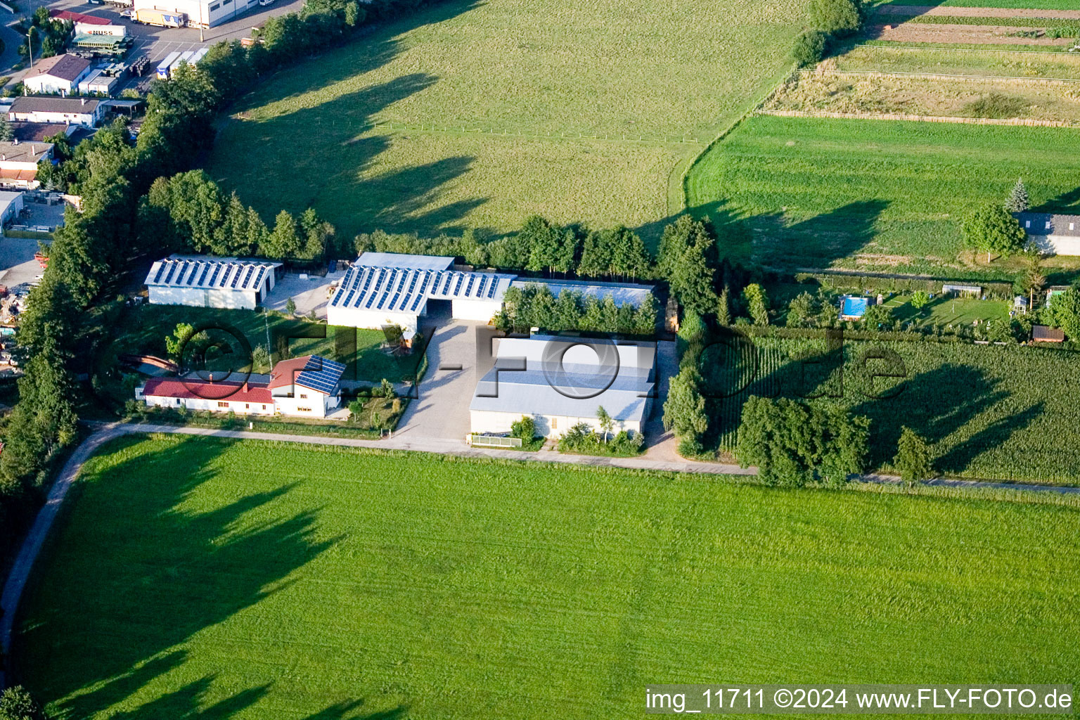 Bird's eye view of In the Rötzwiesen, Hof Fam. Kerth in the district Minderslachen in Kandel in the state Rhineland-Palatinate, Germany