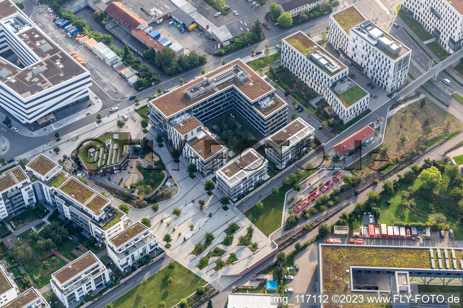 Drone image of District Bahnstadt in Heidelberg in the state Baden-Wuerttemberg, Germany