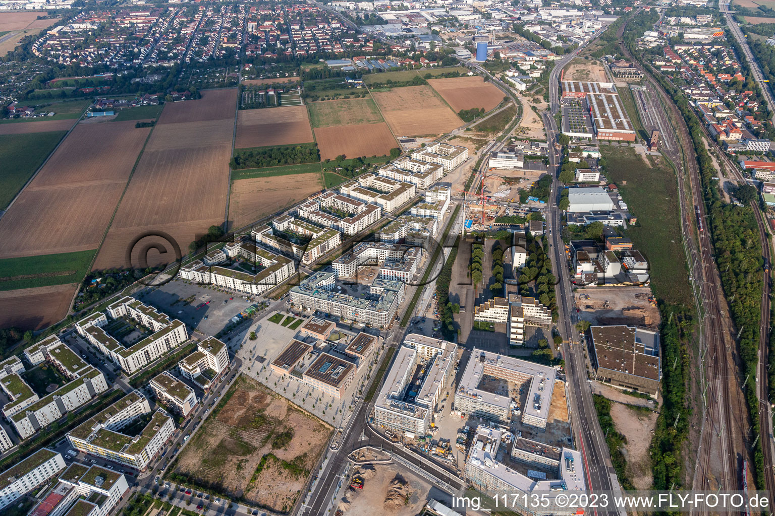 Aerial view of District Bergheim in Heidelberg in the state Baden-Wuerttemberg, Germany