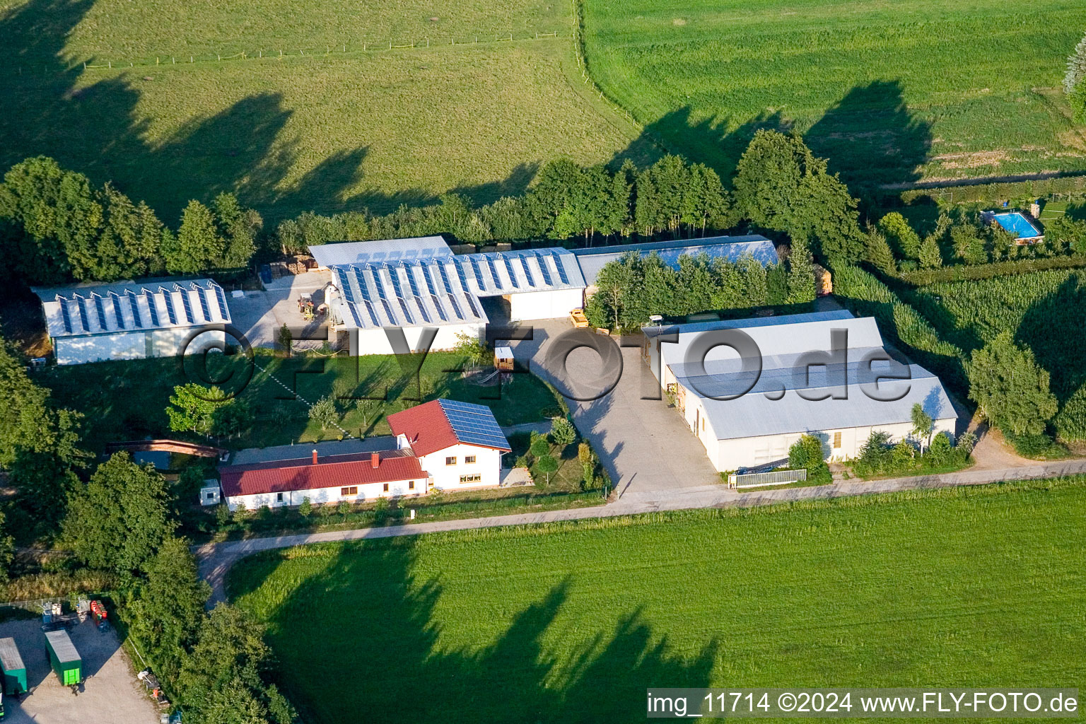 Drone image of In the Rötzwiesen, Hof Fam. Kerth in the district Minderslachen in Kandel in the state Rhineland-Palatinate, Germany