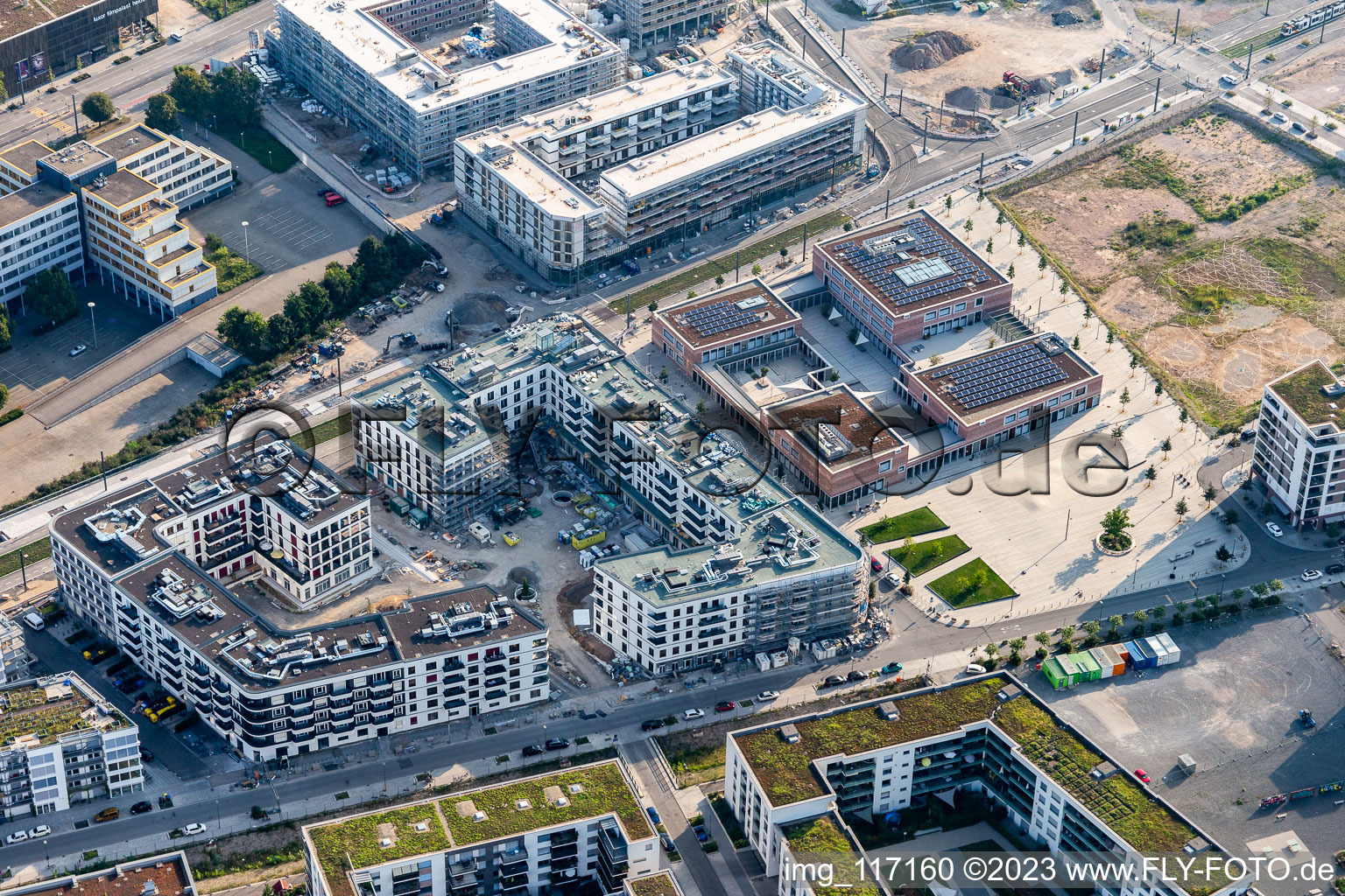 District Bahnstadt in Heidelberg in the state Baden-Wuerttemberg, Germany from above