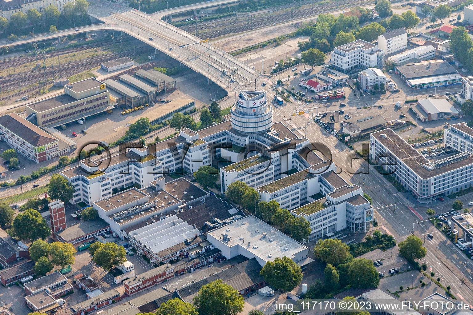 District Bahnstadt in Heidelberg in the state Baden-Wuerttemberg, Germany seen from above