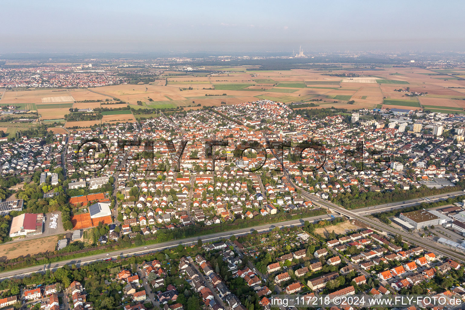 Eppelheim in the state Baden-Wuerttemberg, Germany viewn from the air