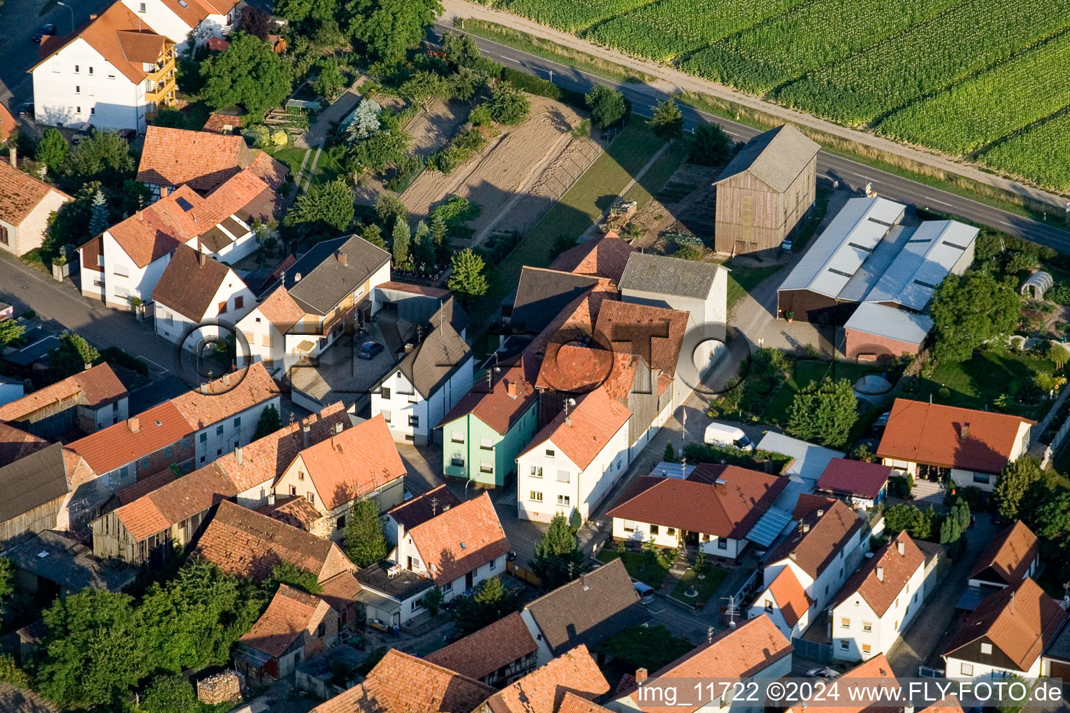 District Minderslachen in Kandel in the state Rhineland-Palatinate, Germany from the drone perspective