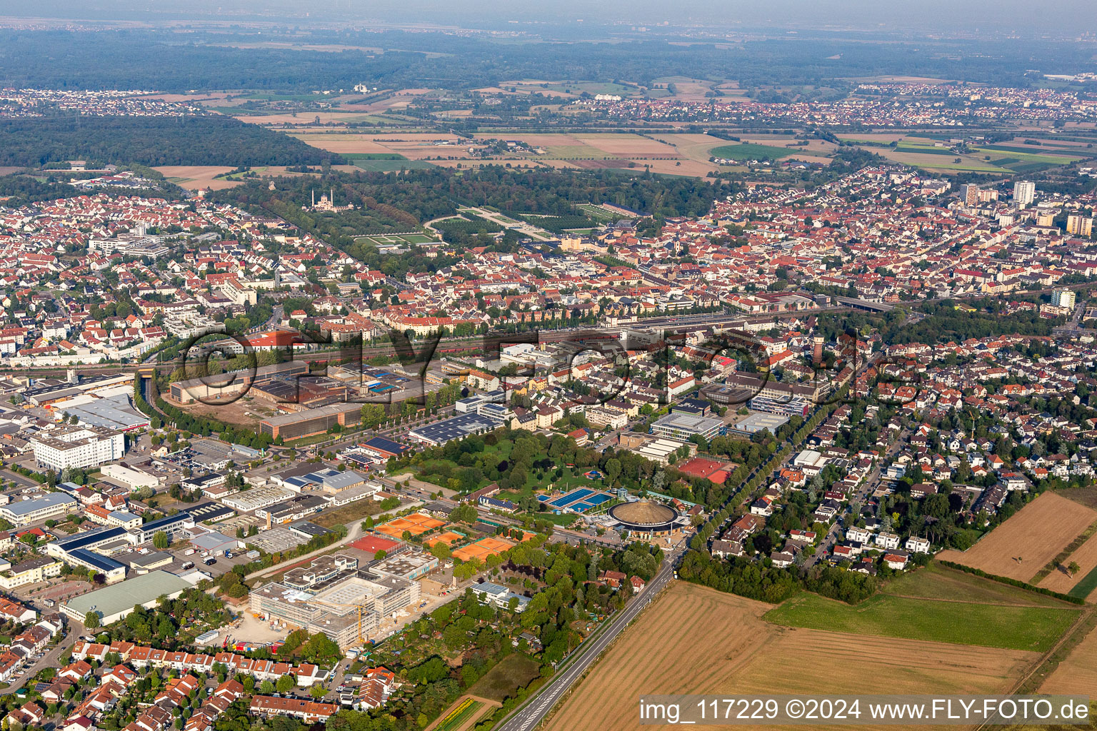 Oblique view of Schwetzingen in the state Baden-Wuerttemberg, Germany