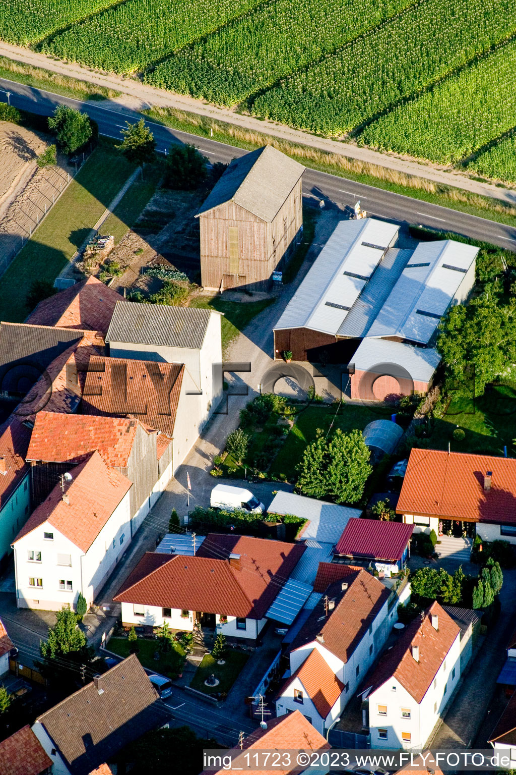 District Minderslachen in Kandel in the state Rhineland-Palatinate, Germany from a drone