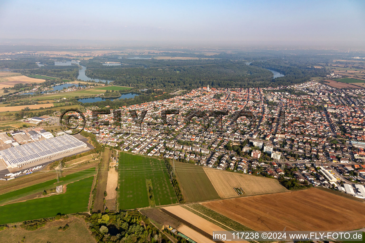 Bird's eye view of Ketsch in the state Baden-Wuerttemberg, Germany