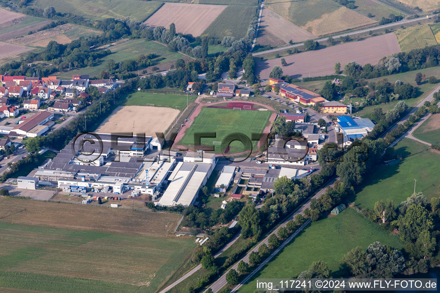 Aerial view of SF Altlußheim in Altlußheim in the state Baden-Wuerttemberg, Germany