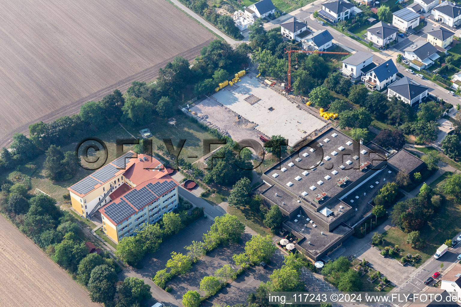 Altlußheim in the state Baden-Wuerttemberg, Germany from above