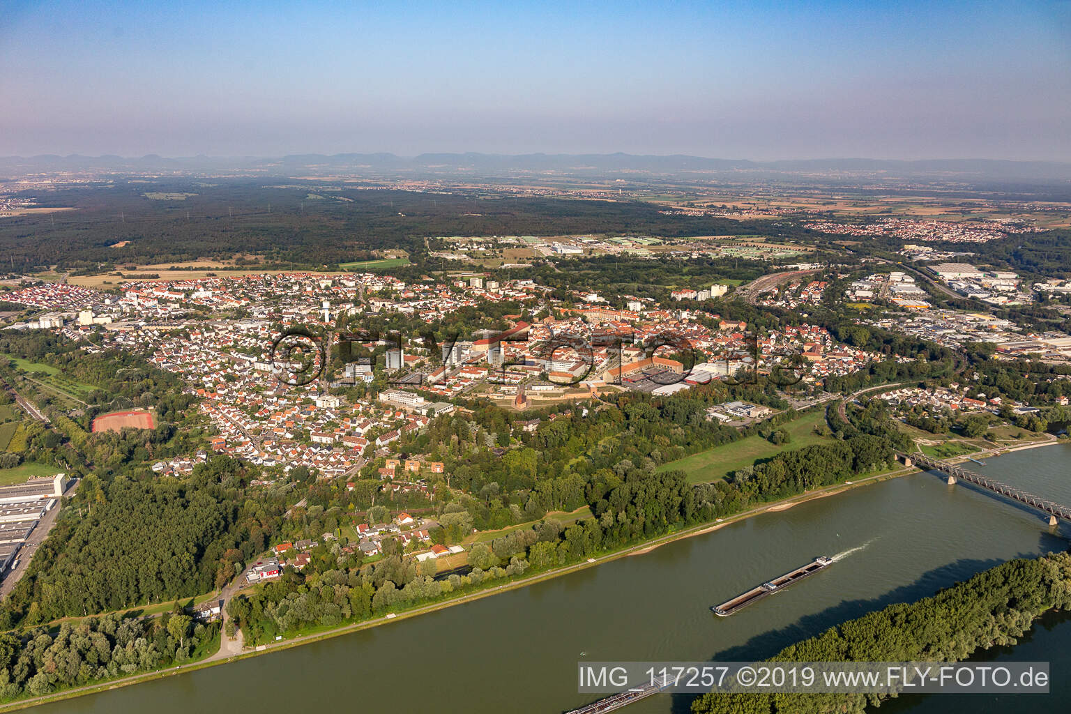Germersheim in the state Rhineland-Palatinate, Germany from a drone