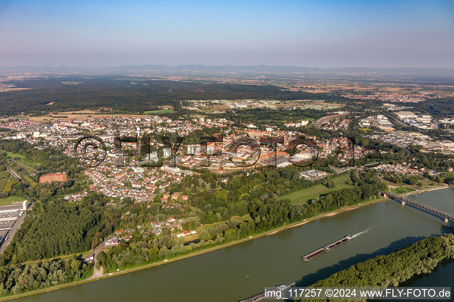 Germersheim in the state Rhineland-Palatinate, Germany from a drone