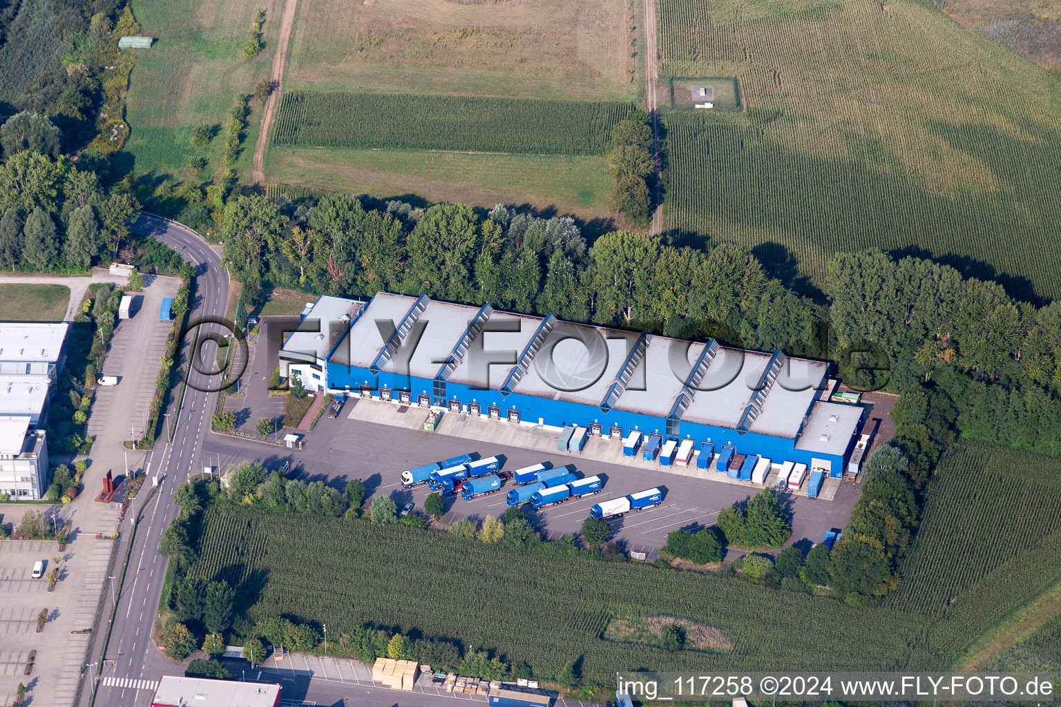 Warehouses and forwarding building of G. Peter Reber Moebel-Logistik GmbH in Germersheim in the state Rhineland-Palatinate, Germany