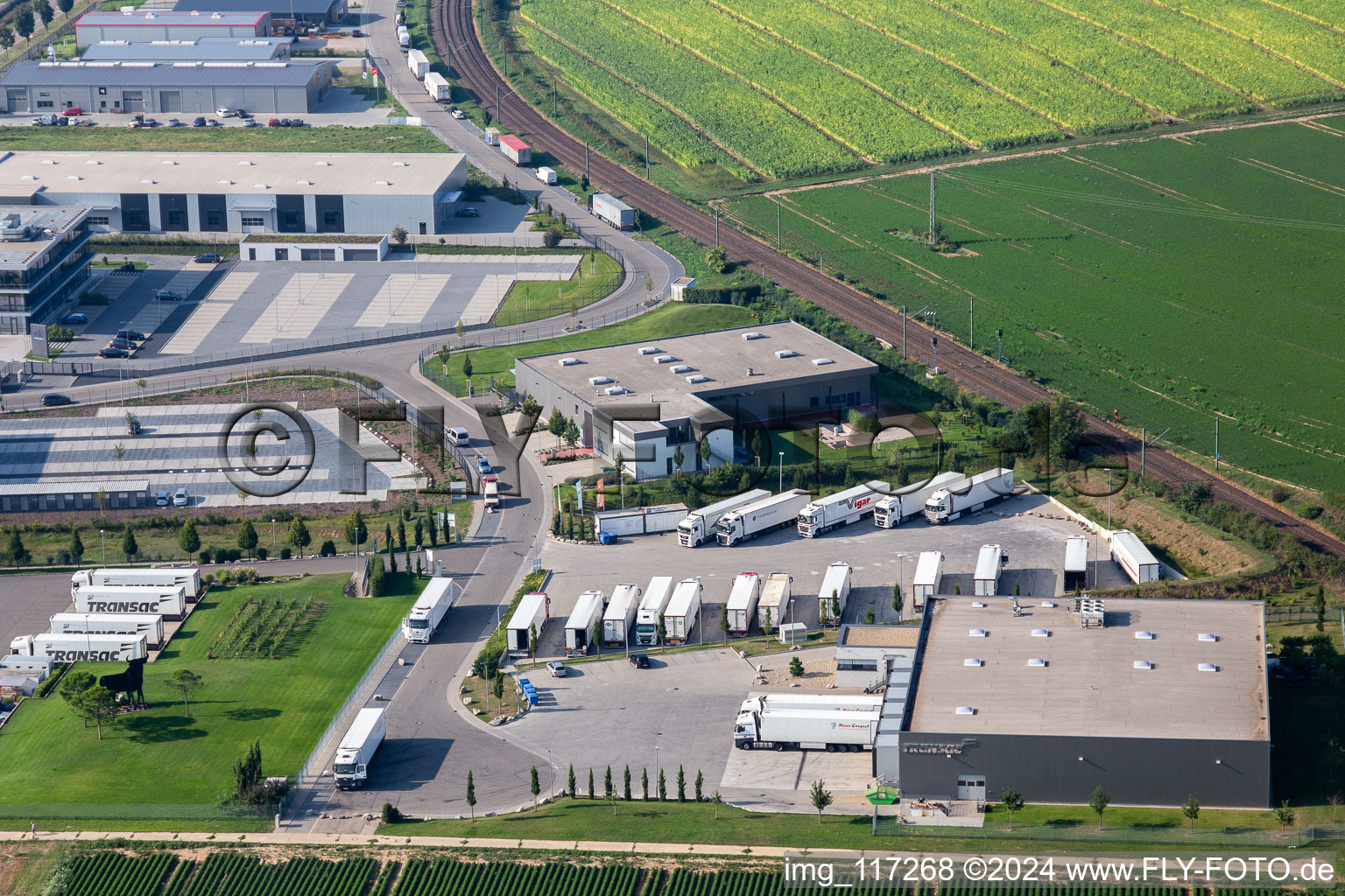 Drone image of Industrial area north in Rülzheim in the state Rhineland-Palatinate, Germany