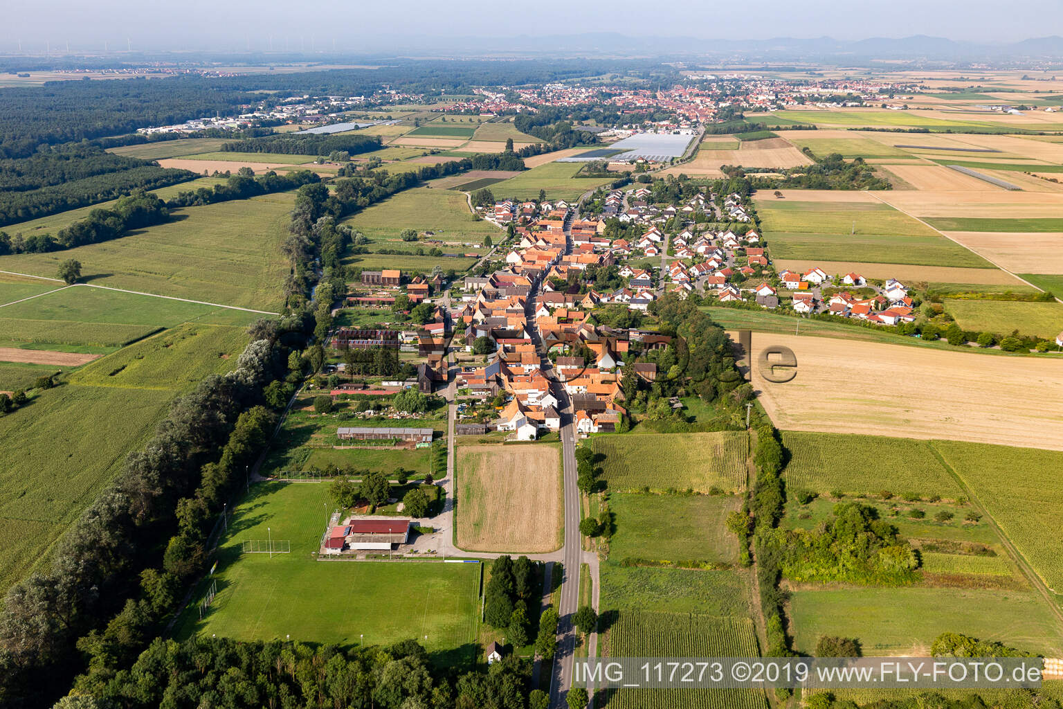 Drone image of Herxheimweyher in the state Rhineland-Palatinate, Germany