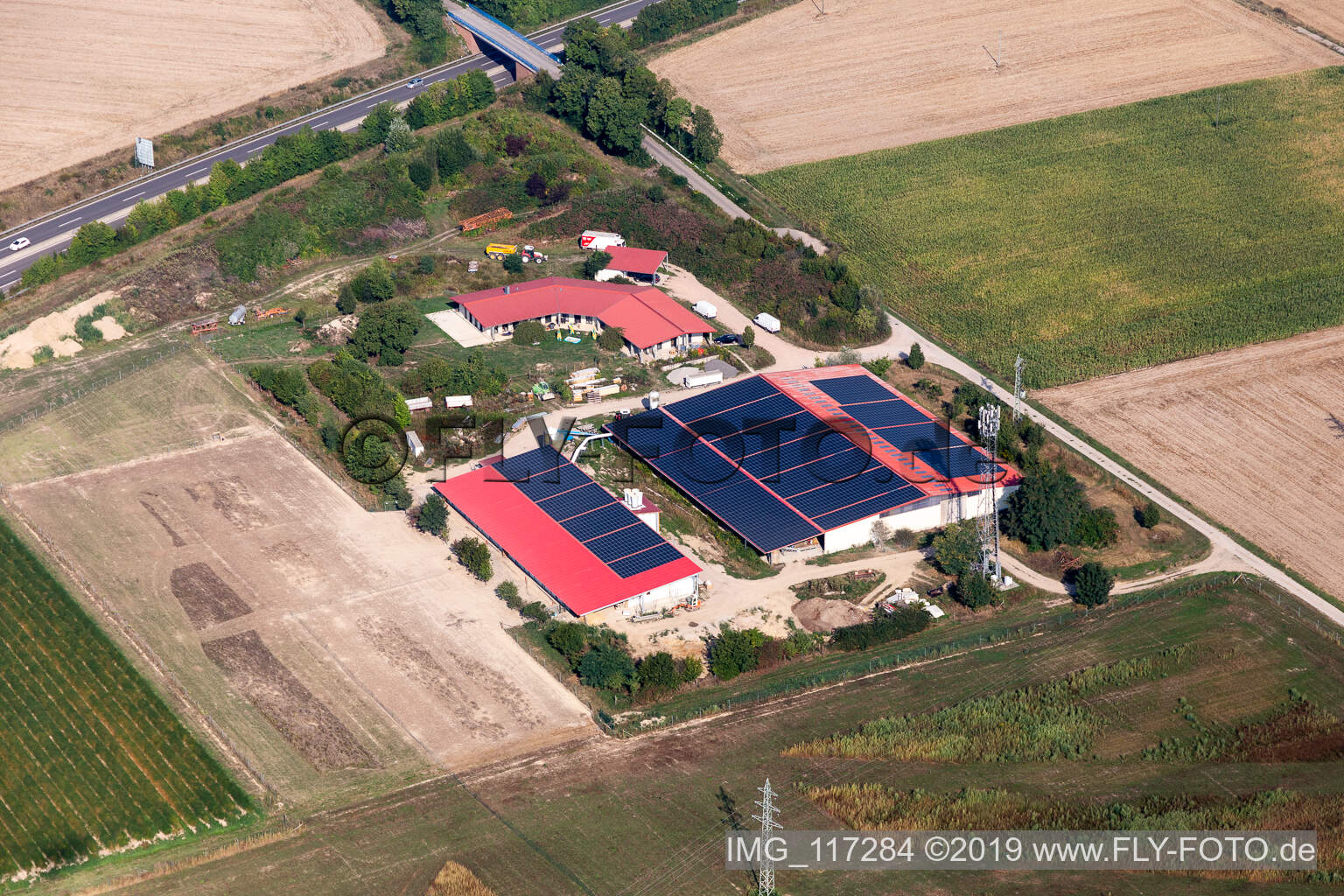 Aerial photograpy of Egg farm in Erlenbach bei Kandel in the state Rhineland-Palatinate, Germany