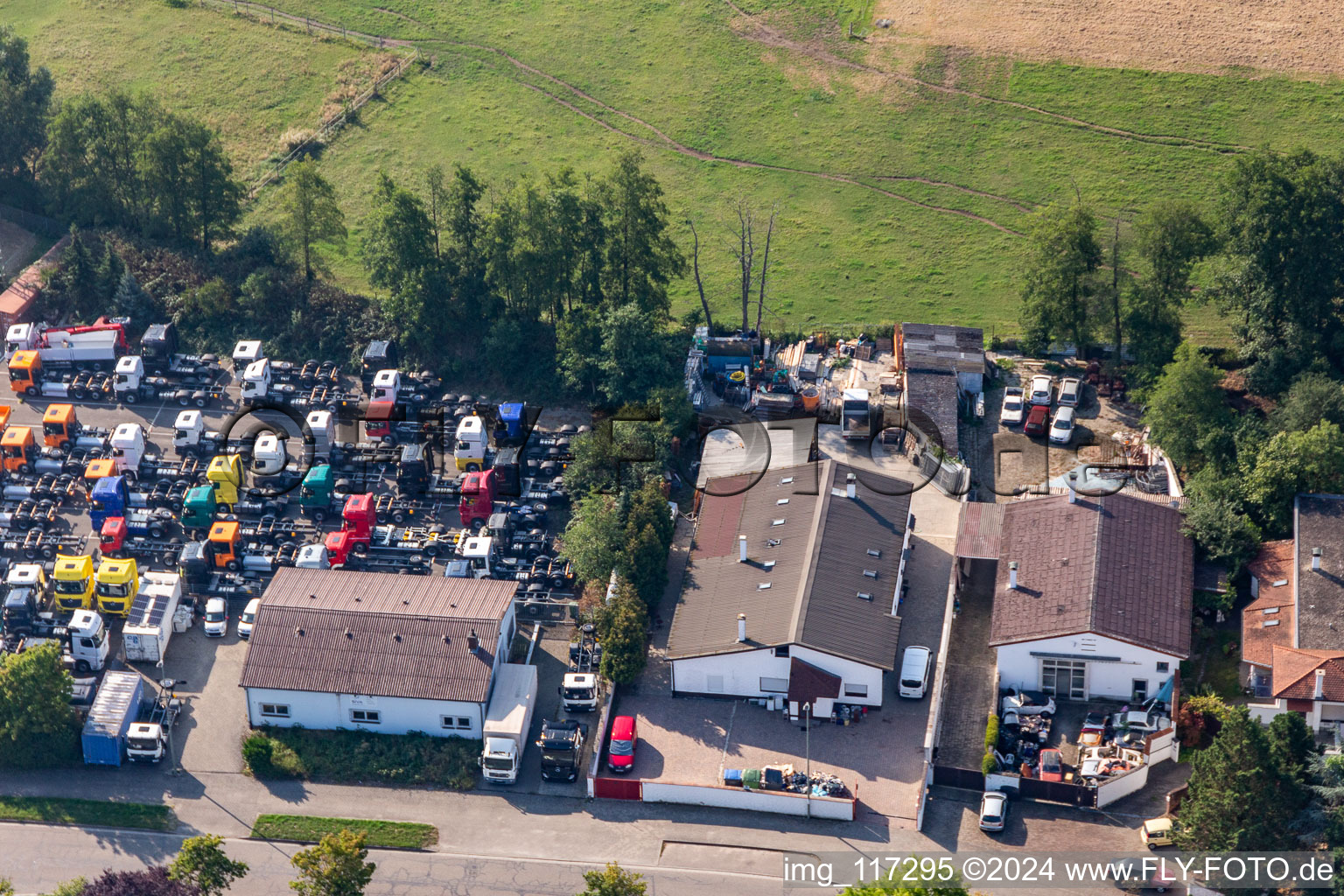 Bird's eye view of Horst industrial area in the district Minderslachen in Kandel in the state Rhineland-Palatinate, Germany