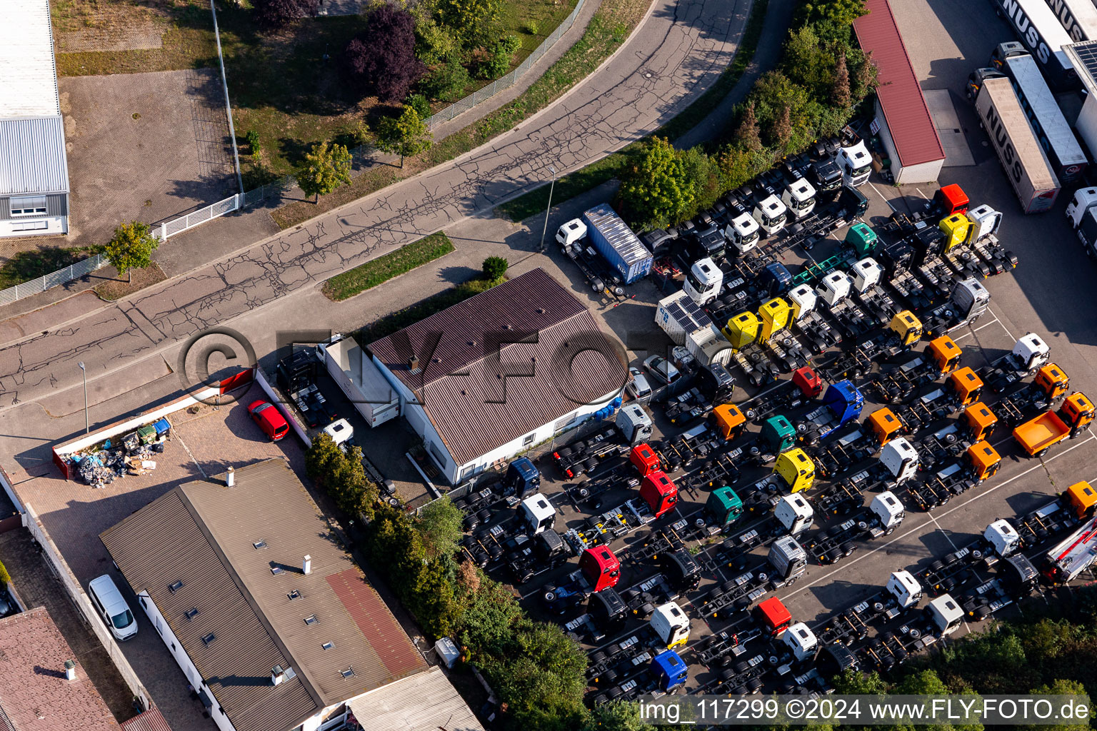 Horst Industrial Estate in the district Minderslachen in Kandel in the state Rhineland-Palatinate, Germany from the drone perspective