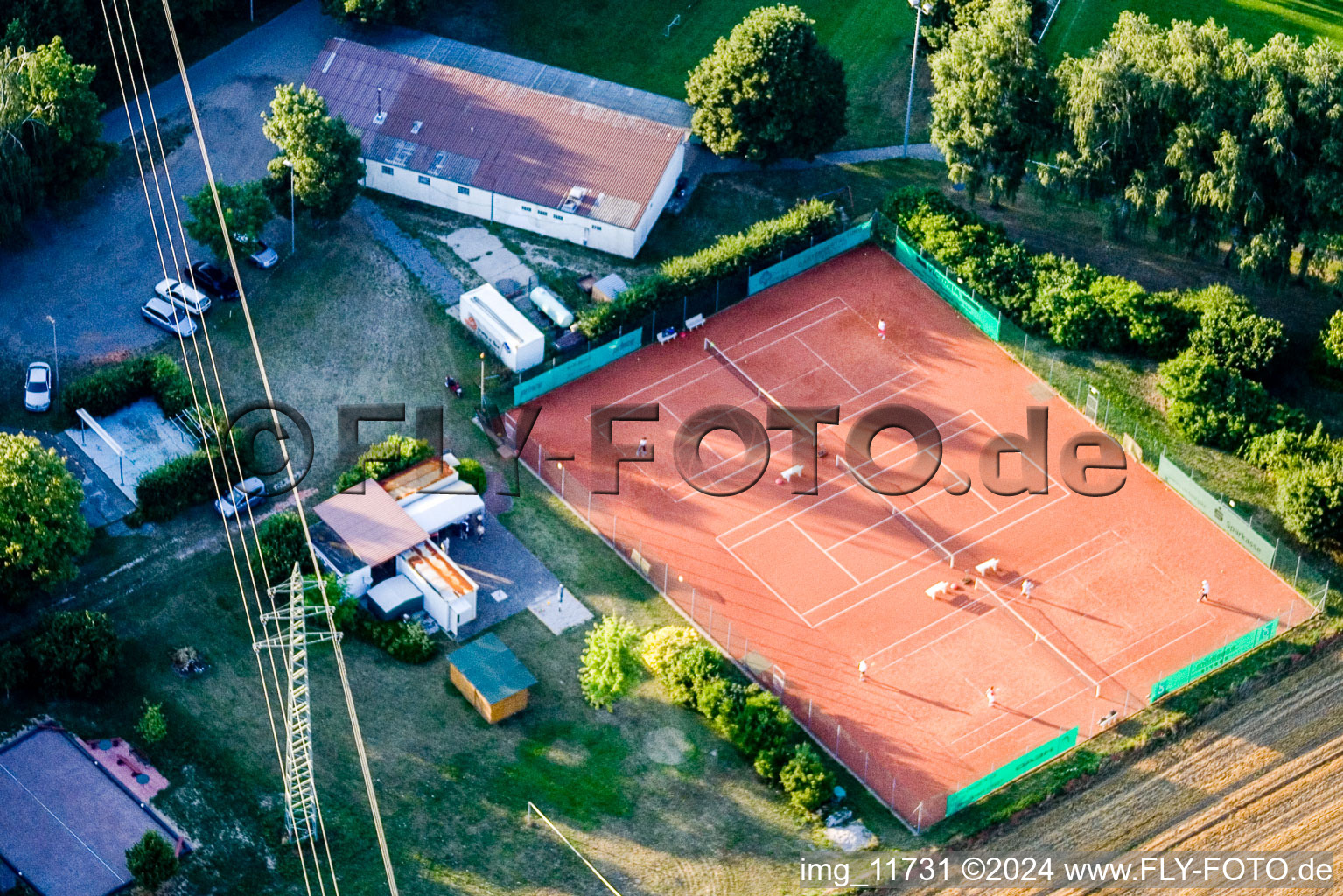 Aerial photograpy of Tennis Club SV 1965 in Erlenbach bei Kandel in the state Rhineland-Palatinate, Germany