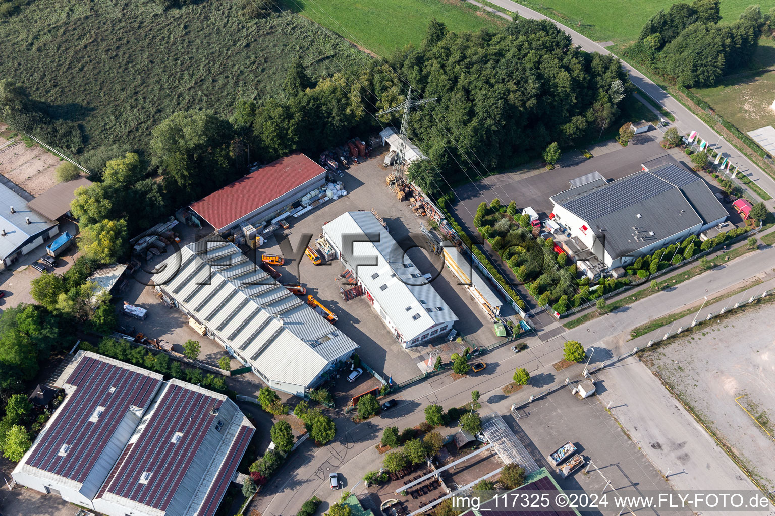 Roofing, scaffolding and construction plumbing Mindum, in the Horst industrial area in the district Minderslachen in Kandel in the state Rhineland-Palatinate, Germany out of the air