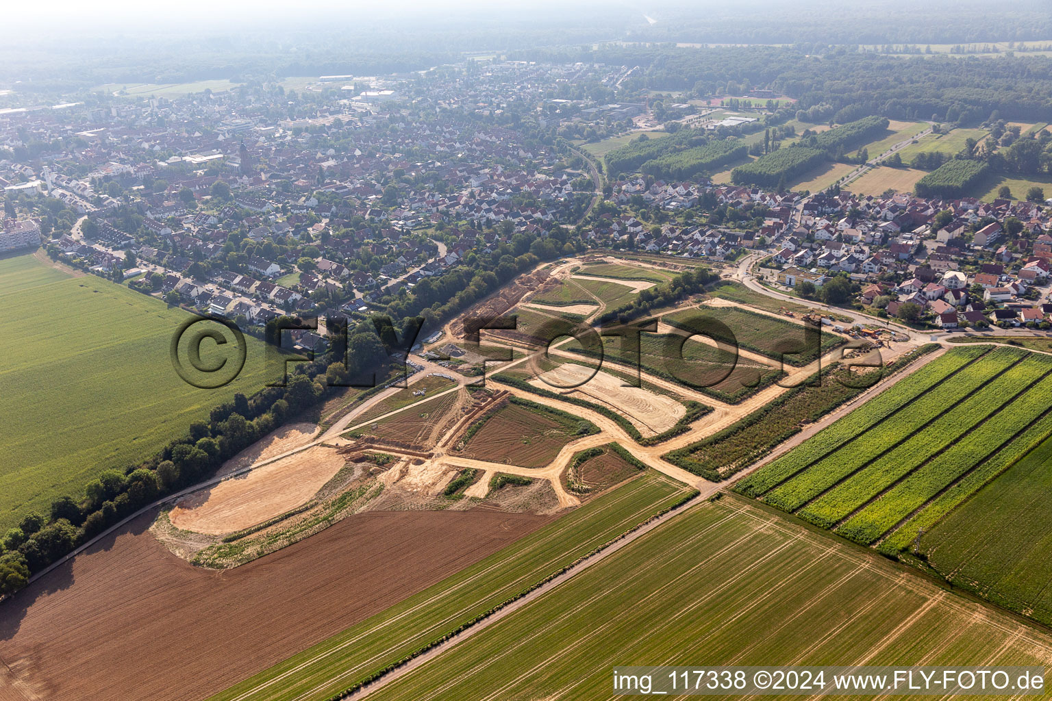 Aerial view of New development area K2 development in Kandel in the state Rhineland-Palatinate, Germany