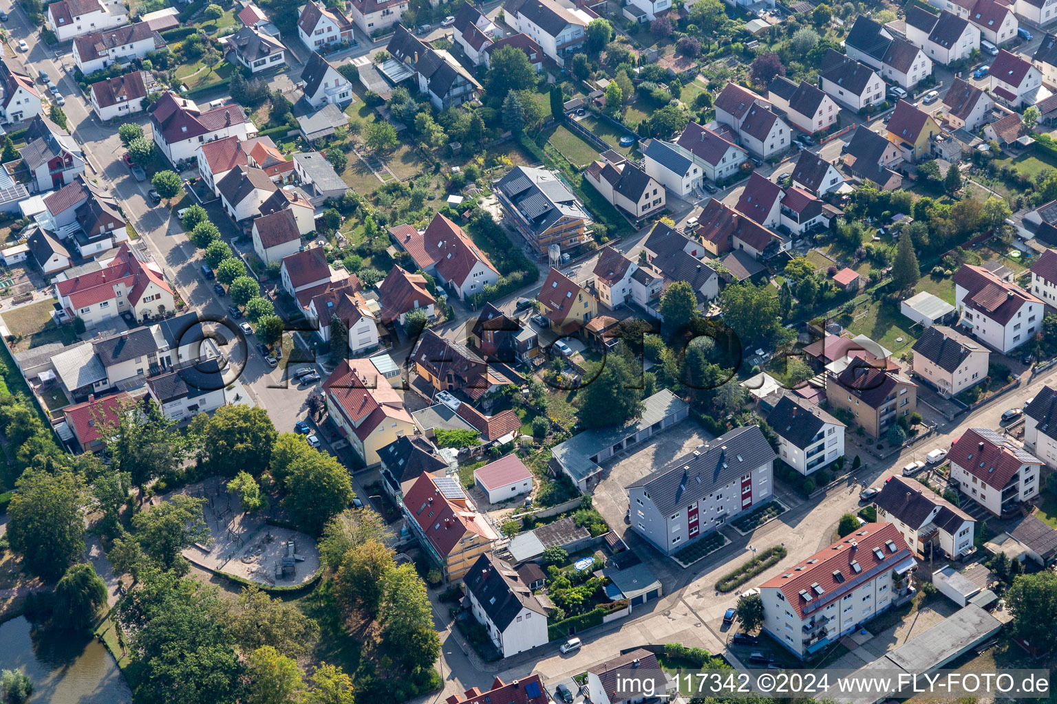 Aerial view of Settlement in Kandel in the state Rhineland-Palatinate, Germany