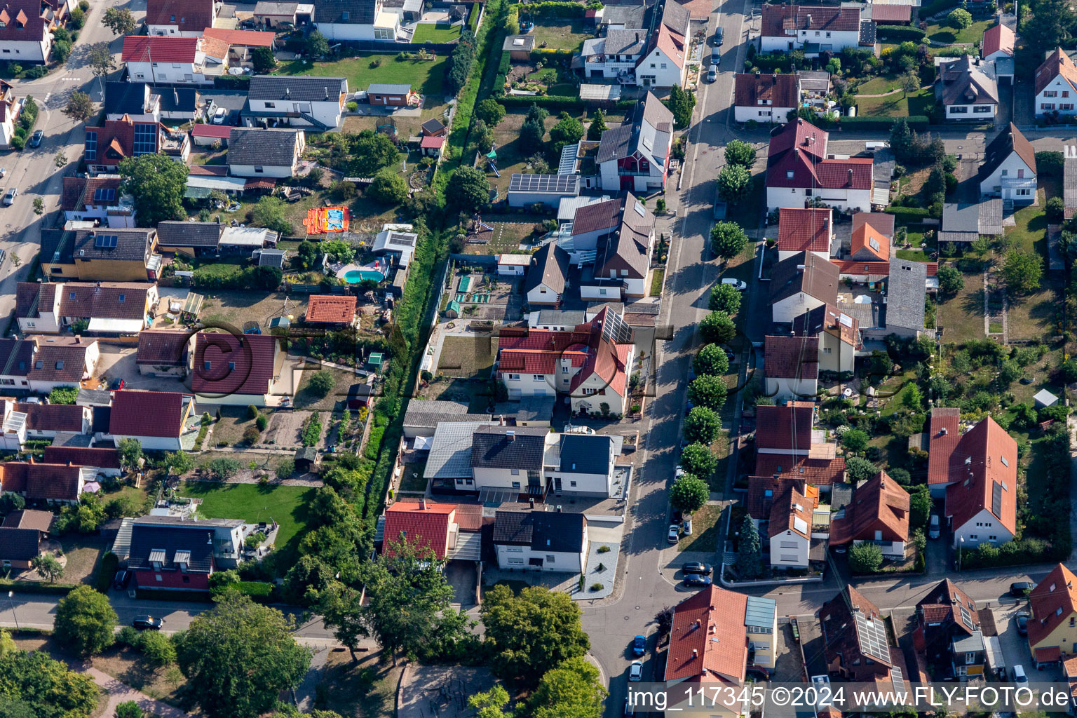 Settlement in Kandel in the state Rhineland-Palatinate, Germany from above