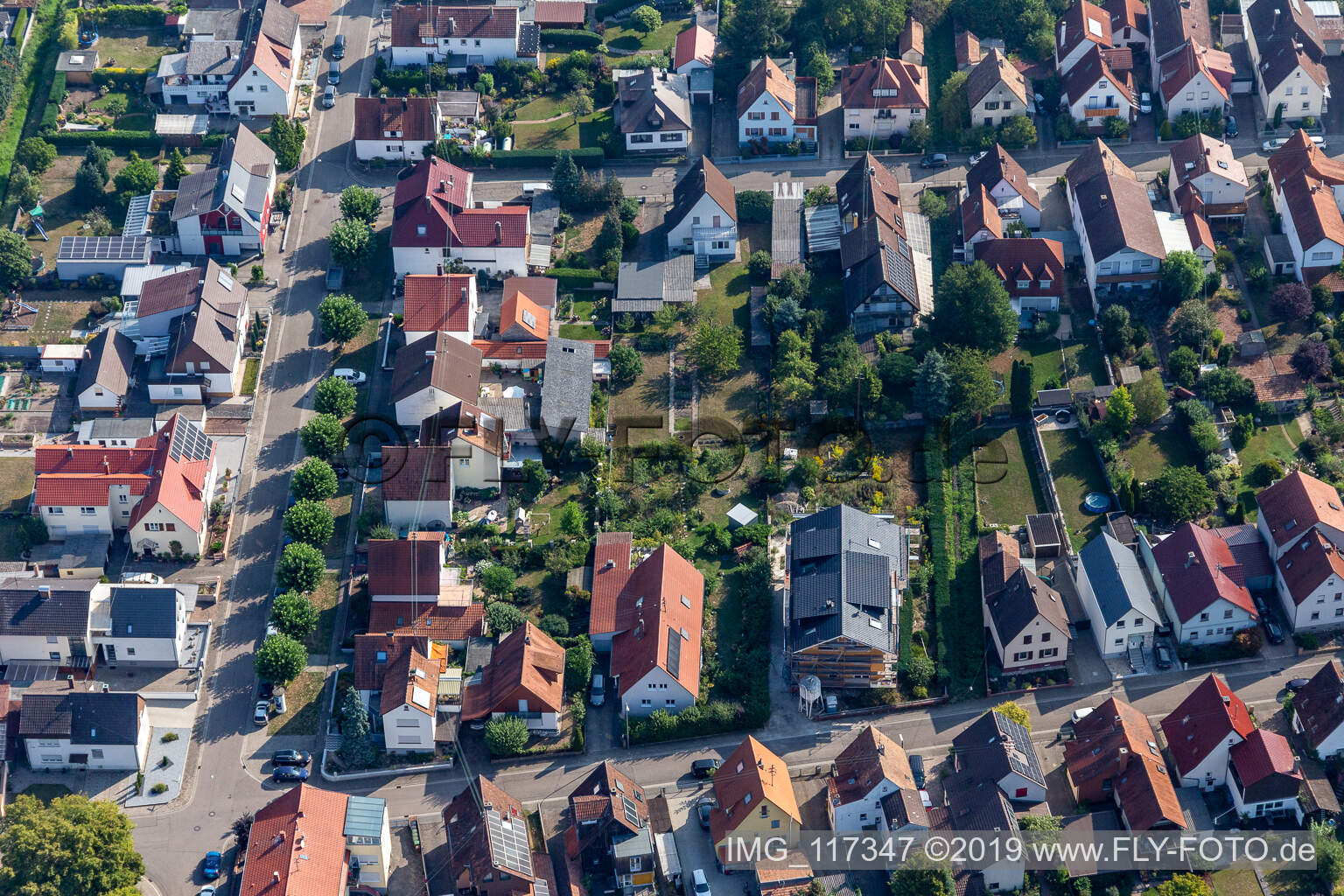 Settlement in Kandel in the state Rhineland-Palatinate, Germany seen from above