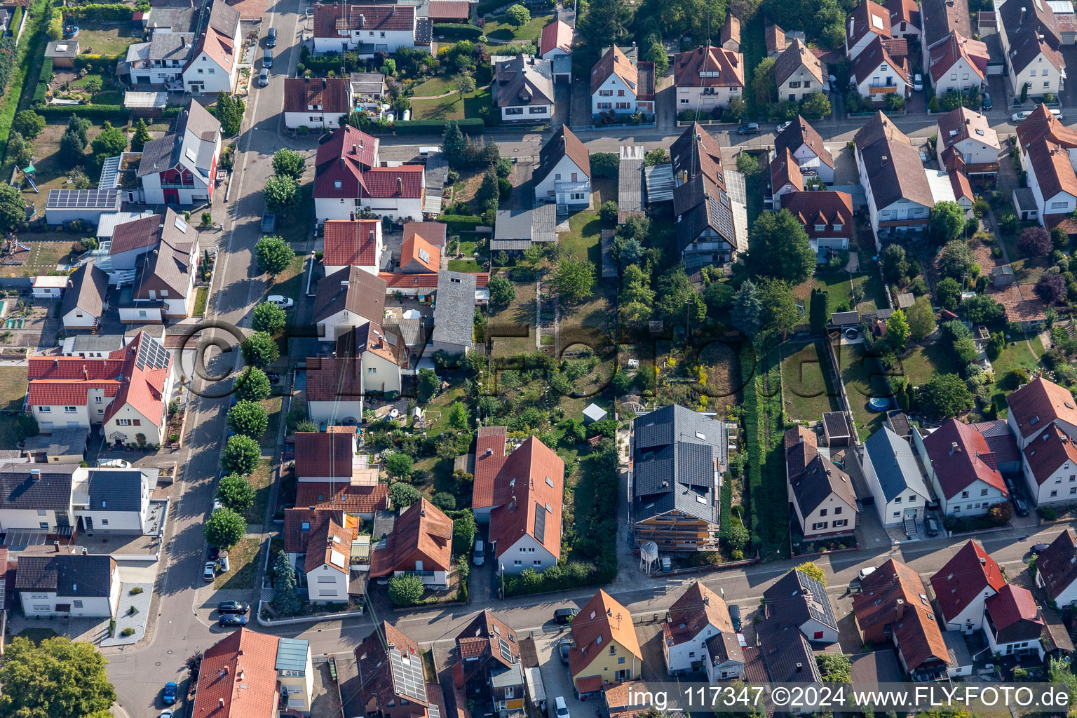 Settlement in Kandel in the state Rhineland-Palatinate, Germany seen from above