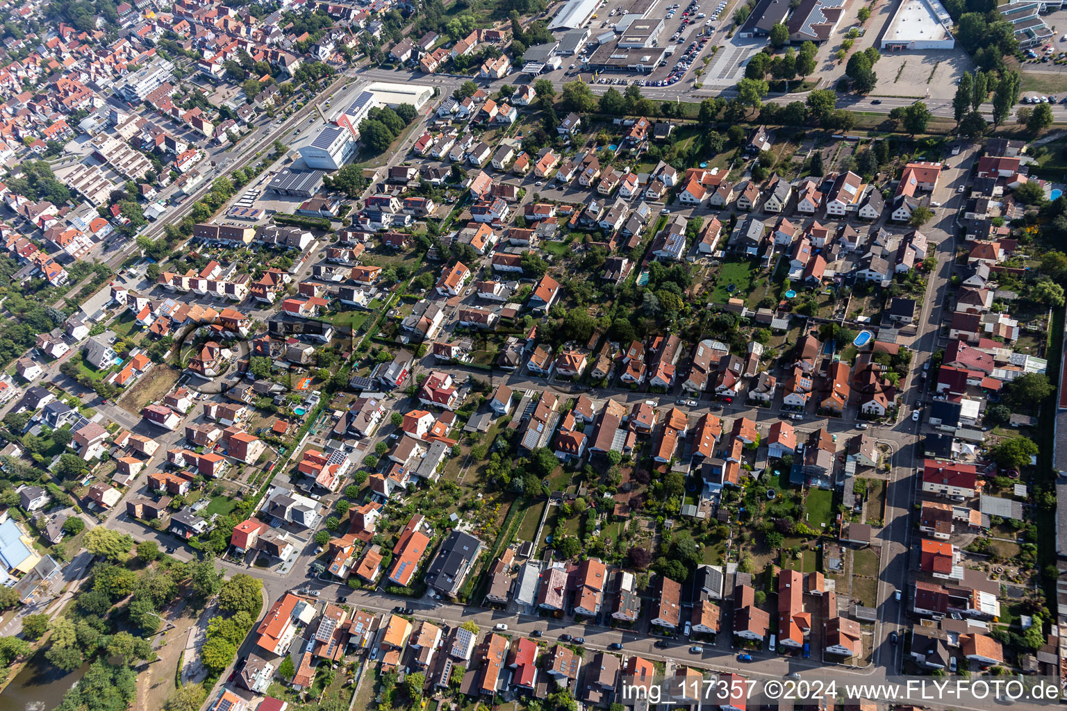 Aerial view of Settlement in Kandel in the state Rhineland-Palatinate, Germany