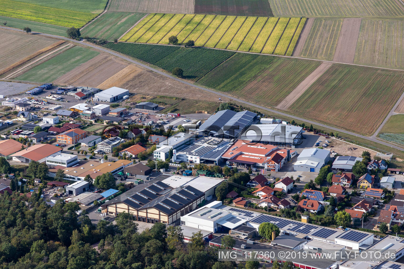 Oblique view of Commercial area Im Gereut, HGGS LaserCUT GmbH & Co. KG in Hatzenbühl in the state Rhineland-Palatinate, Germany