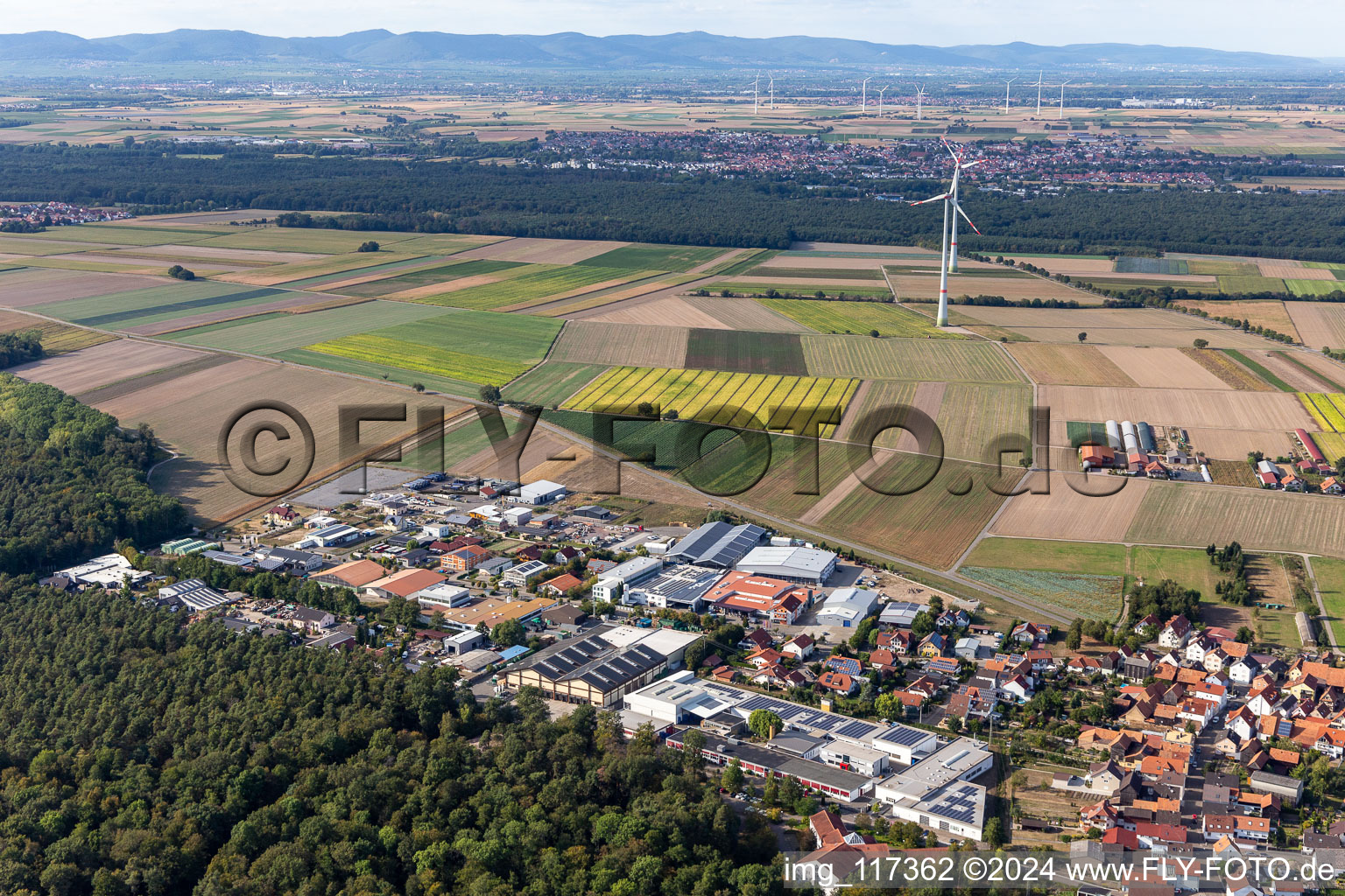 Im Gereut industrial estate, HGGS LaserCUT GmbH & Co. KG in Hatzenbühl in the state Rhineland-Palatinate, Germany out of the air